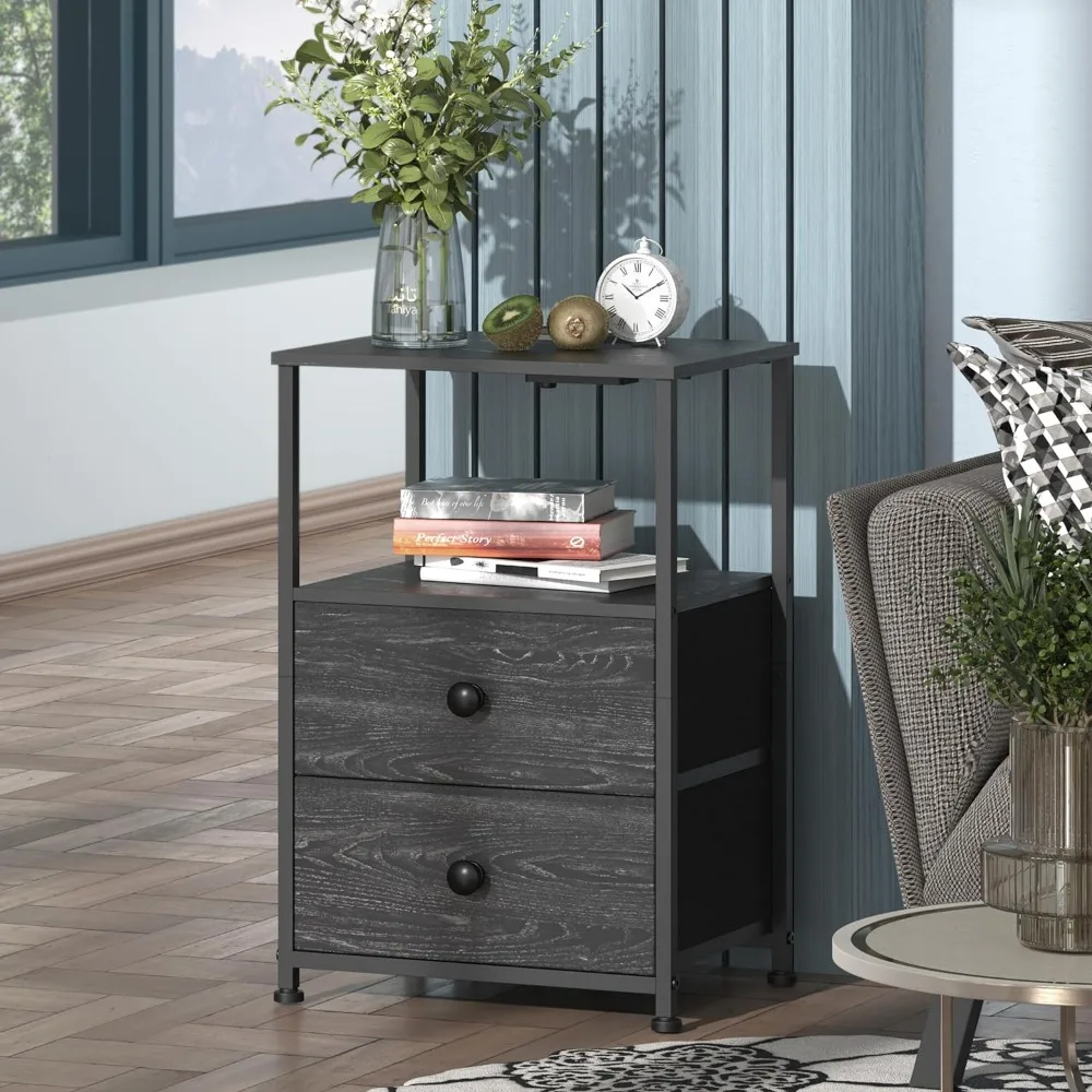 

Nightstands, End Tables with Charging Station LED Nightstand, Bed Side Dresser with Drawers End Table with USB Ports and Outlet