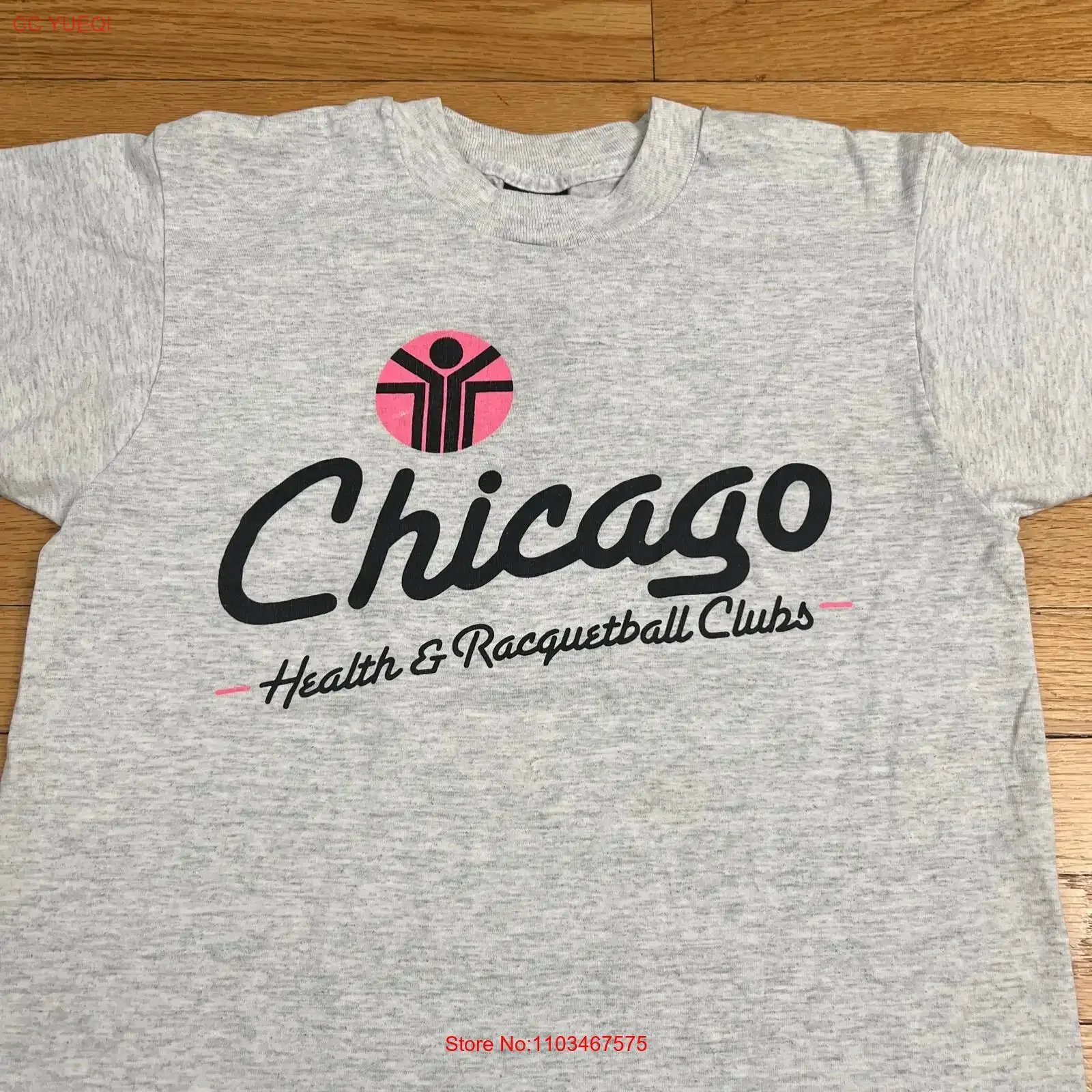 Camiseta vintage de los Chicago Health and Racquetball Clubs, ropa deportiva vintage, ropa de diseñador con efecto lavado, ligeramente versátil, ropa informal suave
