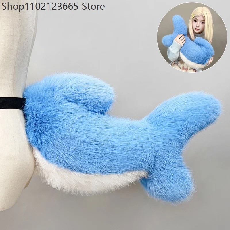 

Плюшевый аксессуар для костюма орка: хвост акулы, плюшевый хвост животного, реквизит для косплея, съемный хвост, идеально подходит для карнавалов и аниме-конвенций