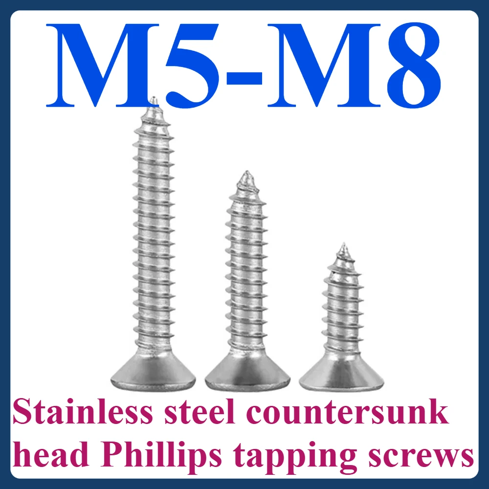

M5 M6 M8 304 stainless steel countersunk head tapping screws Flat head Phillips tapping screws