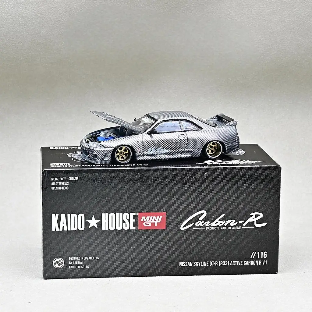 TSM KAIDO HOUSE MINI GT 1/64 KHMG116 Nissan Skyline GTR R33 Active Carbon R Varnish Chase Die-cast alloy car model