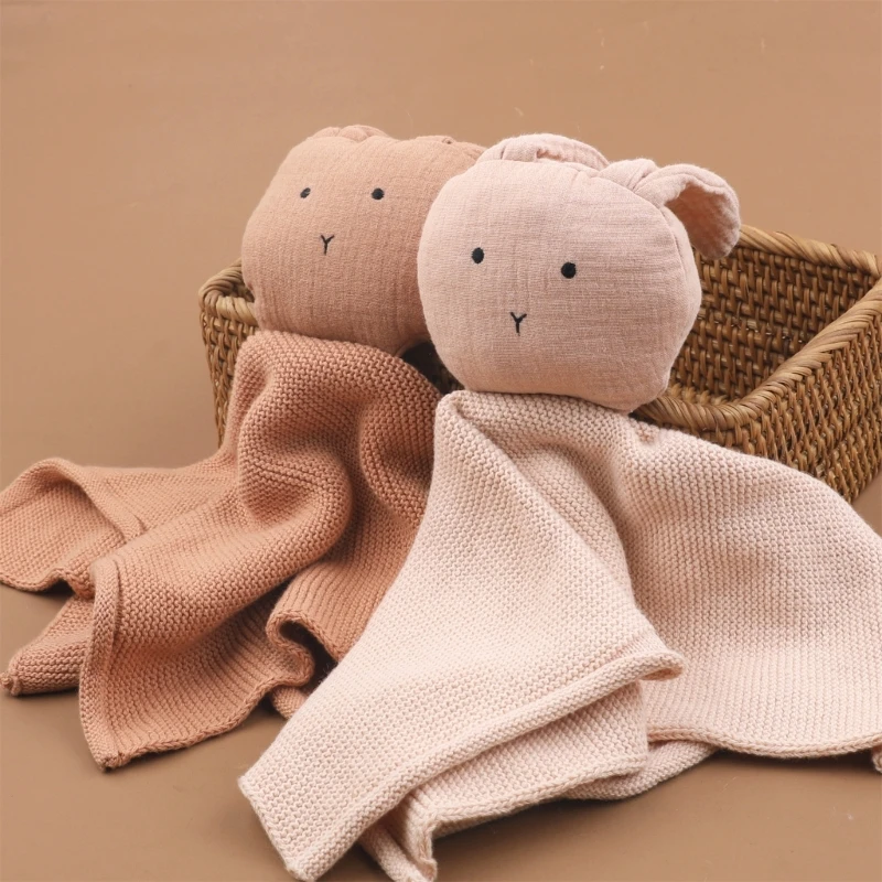 Crochet Rabbit Baby Towel kawaii Bunny Doll Toys Newborn Soothe Appease Towel Cotton Cuddle Comforter Blanket Baby Face Towel