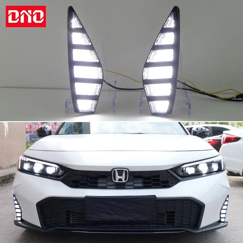 

Car LED 12V Daytime Running Lights For Honda Civic 2025 Yellow Turn Signal Night Blue Running Lamps Car Headlamps