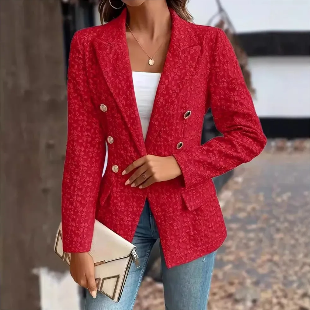 Jaket Jas Berkancing Dua Baris untuk Wanita Blazer Ropa Para Mujer Wanita Ropa Invierno Para Mujer Pakaian Wanita Jaket Blazer