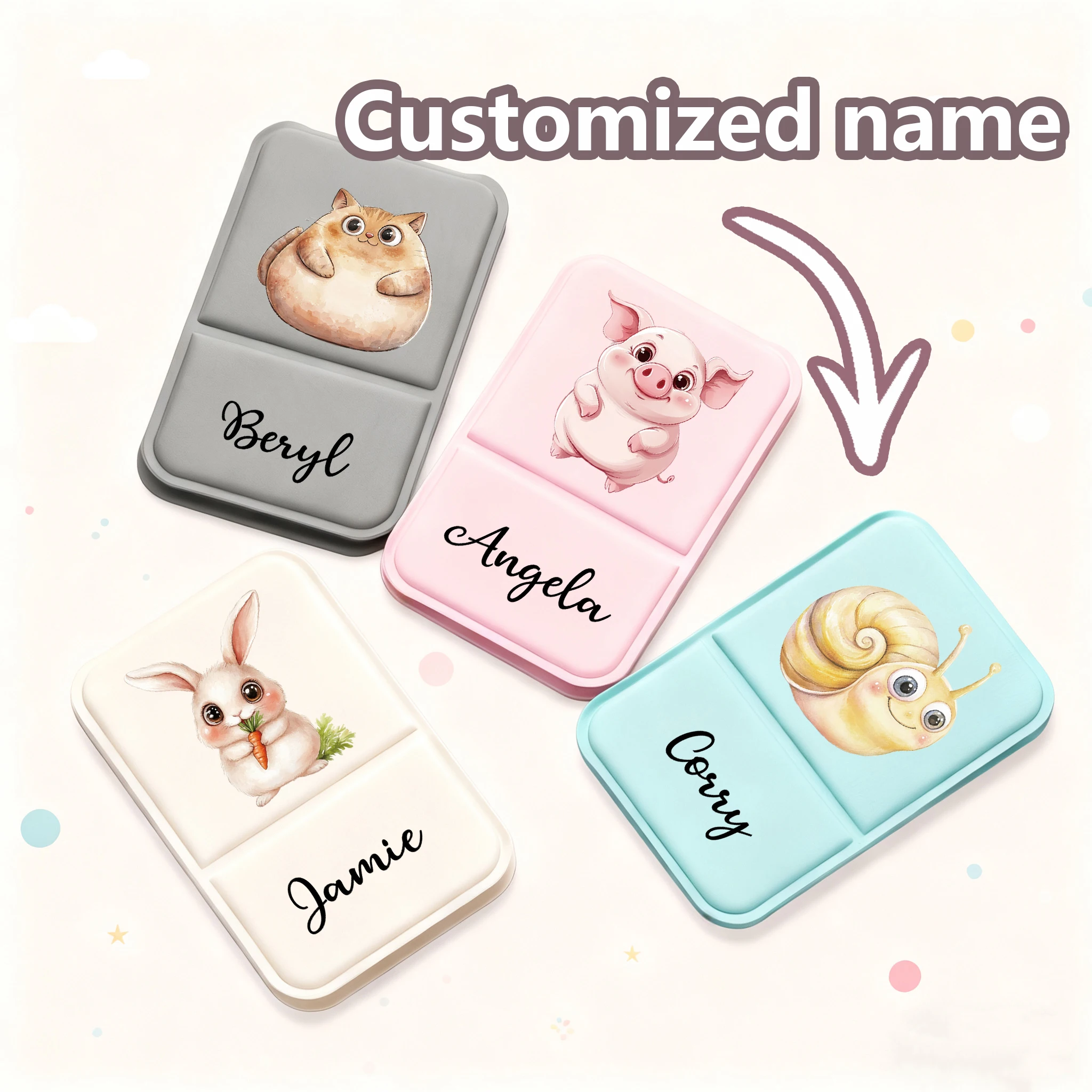 Personalized customization portable folding mirror makeup mirror desktop can stand upright cute animal pattern personalized gift