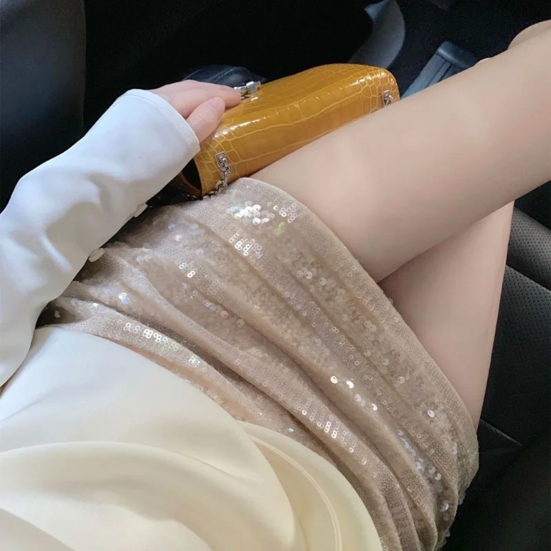 

Женская облегающая юбка с высокой талией из бархата и пайеток, короткая юбка-карандаш, юбка-тортик для повседневной носки, из полиэфирного волокна