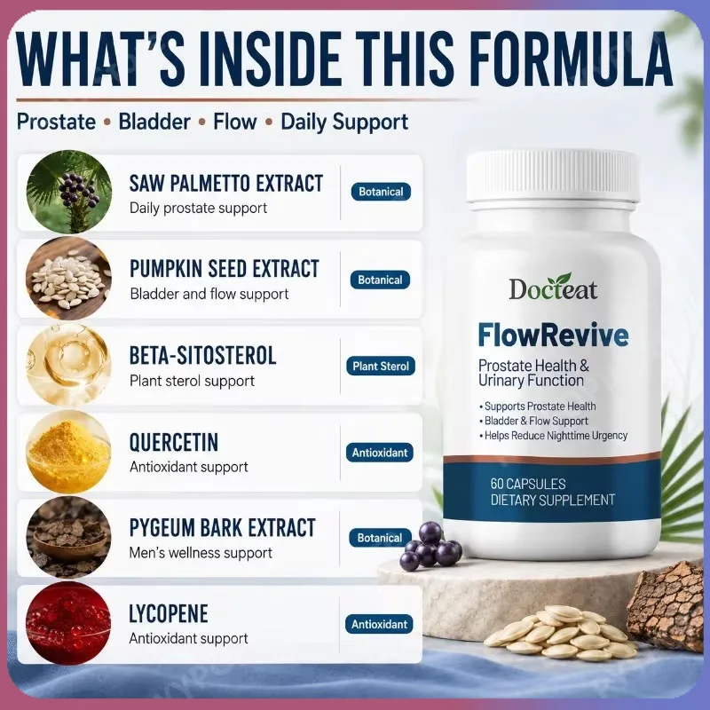 

Prostate Support Supplement with Saw Palmetto Pumpkin Seed Beta Sitosterol Supports Bladder Urinary Wellness 60 Capsules