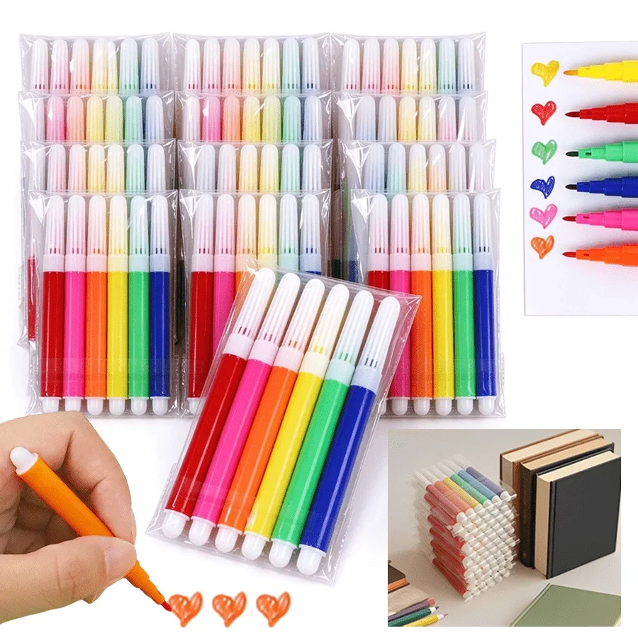 2/7/12Pcs Assorted Color Mini Watercolor Marker Set Lightweight Portable Drawing Pens Smooth Writing Graffiti Art Pens for XJM