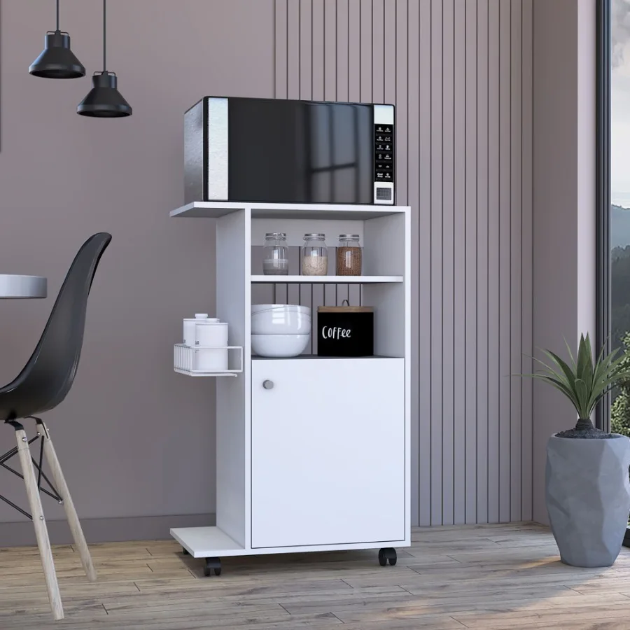 

Clip Kitchen Cart; Single Door Cabinet; Four Casters White