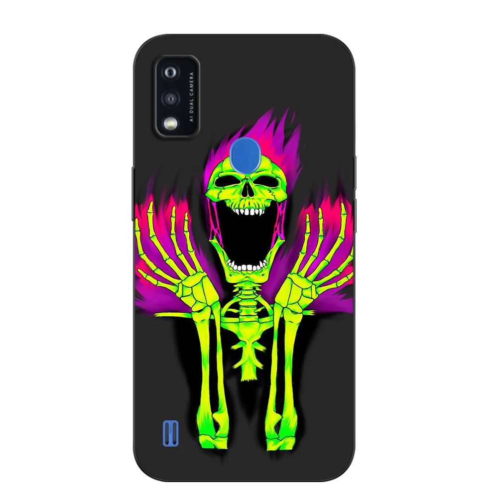 Capa de telefone tpu preta, design legal e engraçado do crânio, para zte a3 a5 a7 2019 a31 lite plus a51 a71 a7s v2020 l210 l8 smart vita 2022 v30