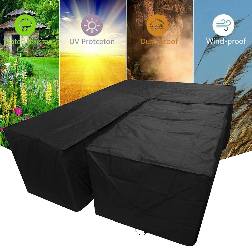 L Shape Furniture Protective Cover Outdoor Garden Patio Rattan Sofa Dustproof Cover Waterproof Washable Furniture Cover