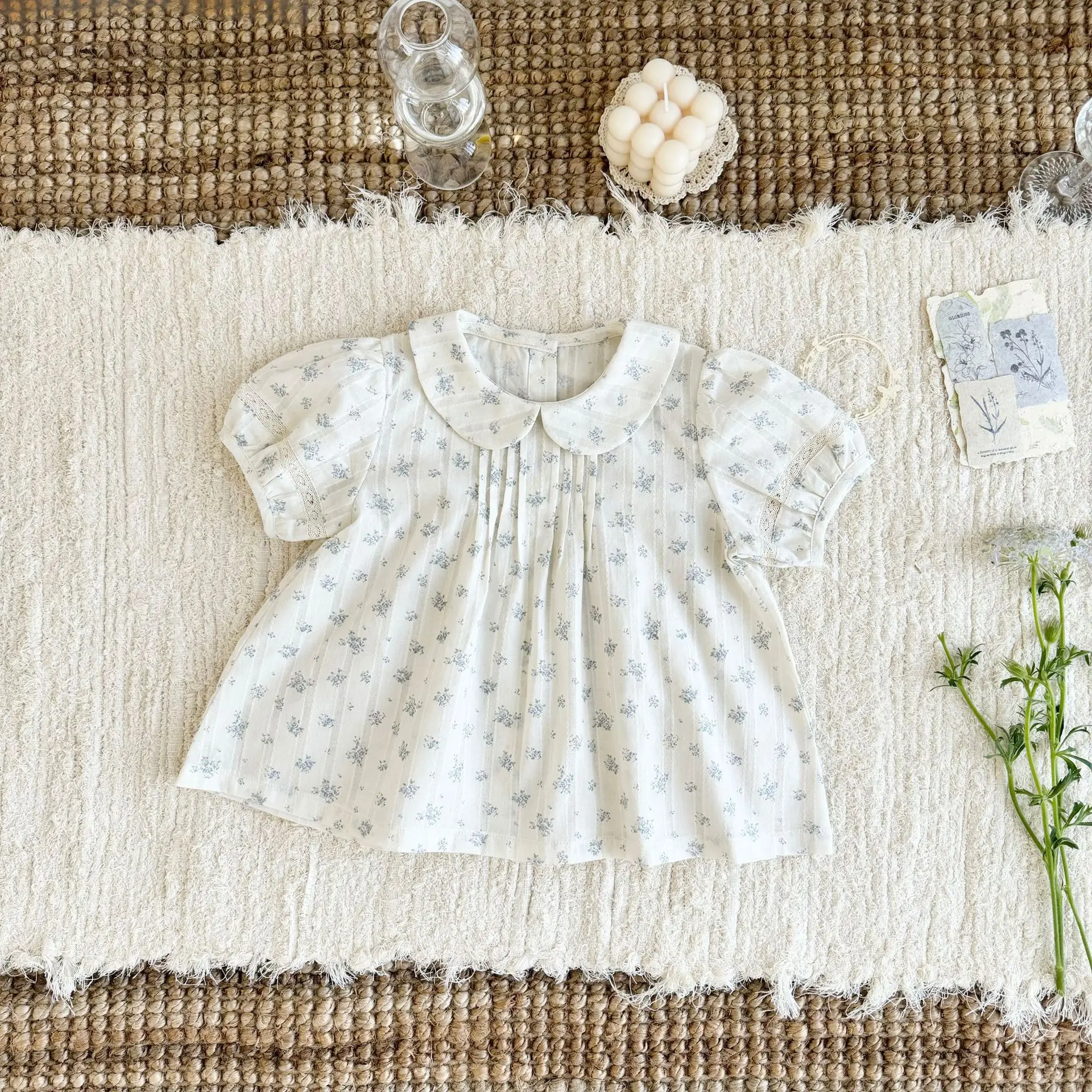 2026 New Summer Toddler Girls Tops Kids Clothes Floral Blouse Shirt Korean Fashion Blouses 2-8Y Baby Girl Clothing