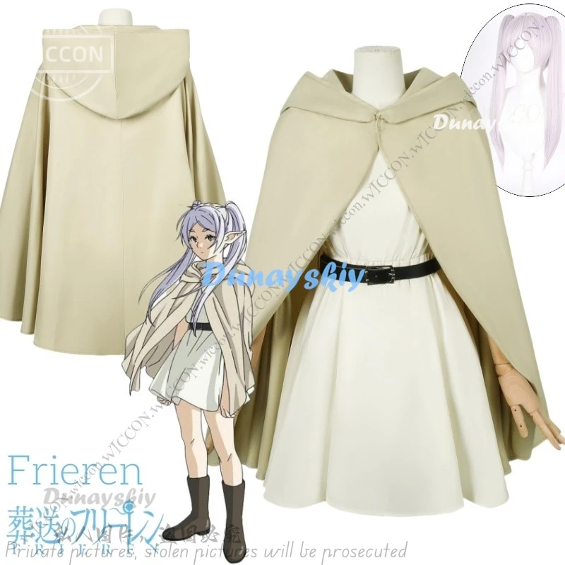 Frieren Cosplay Halloween Costume Wig Frieren: Beyond Journey's End Anime Cos Elf Training Clothes Halloween Party Comic-Con Set