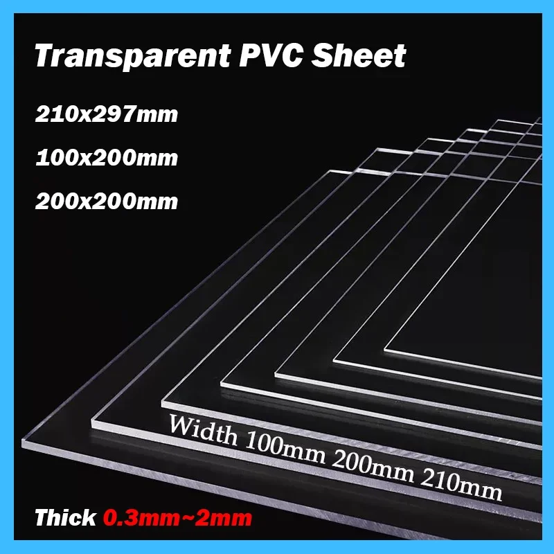 Transparently PVC Plastic Sheet Thin Clear Plastic Panel PVC Plat  Thick 0.3/0.4/0.5/0.6/0.8/1/1.2/2mm