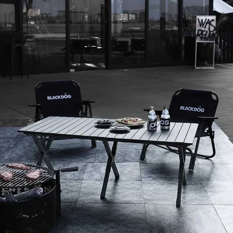 BLACK DOG Folding Tables Lightweight Roll Black Cube Picnic Table  Comping Portable Camping Large 120cmMesa Rectangular table。
