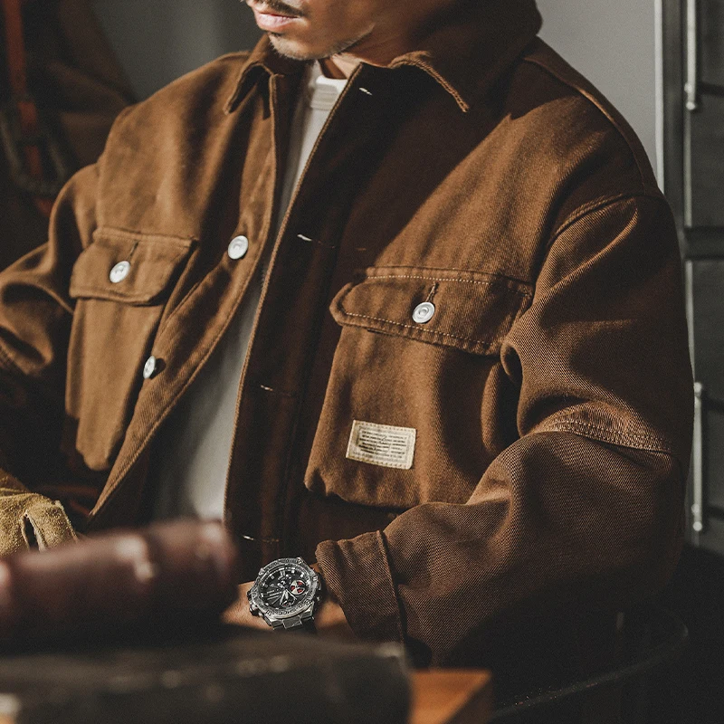 

Мужская свободная модная брендовая новая осенне-зимняя рабочая одежда в стиле ретро на подкладке, хлопковая длинная све