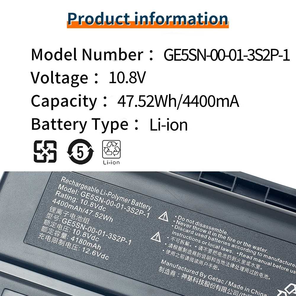BVbh GE5SN-00-01-3S2P-1 بطارية كمبيوتر محمول جديدة لـ Hasee Shinelon أعماق البحار x7ti X7Ti-s X6TI-S 4400mah جودة بطارية قابلة للاستبدال
