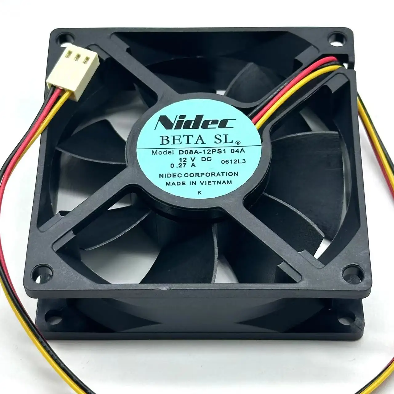 Nidec D08A-12PS1 04A DC 12V 0.27A 80x80x25mm 3-Wire Server Cooling Fan