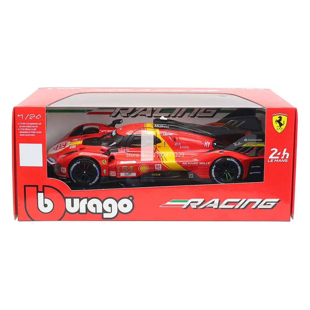 Bburago 1:24  Ferrari 499P LMH FORMULA RACING 488 250GTO FXXK 458 Alloy Luxury Vehicle Diecast Cars Model Toy Collection Gift