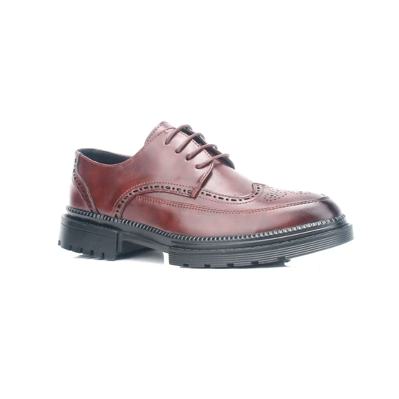 Sapatos de couro casual masculino, modelo de quatro temporadas, Brogue, Esculpido, Retro, Apontado, Preto, Negócios, Escritório, Casamento, D5144