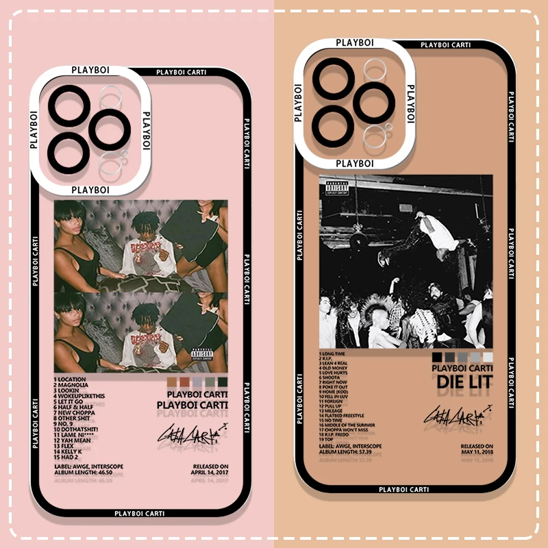 

Playboi Carti Rapper Transparent Phone Case for IPhone 11 12 14 15 16 Pro Max XS XR X 13 Mini 7 8 16 Plus SE Soft Silicone Cover