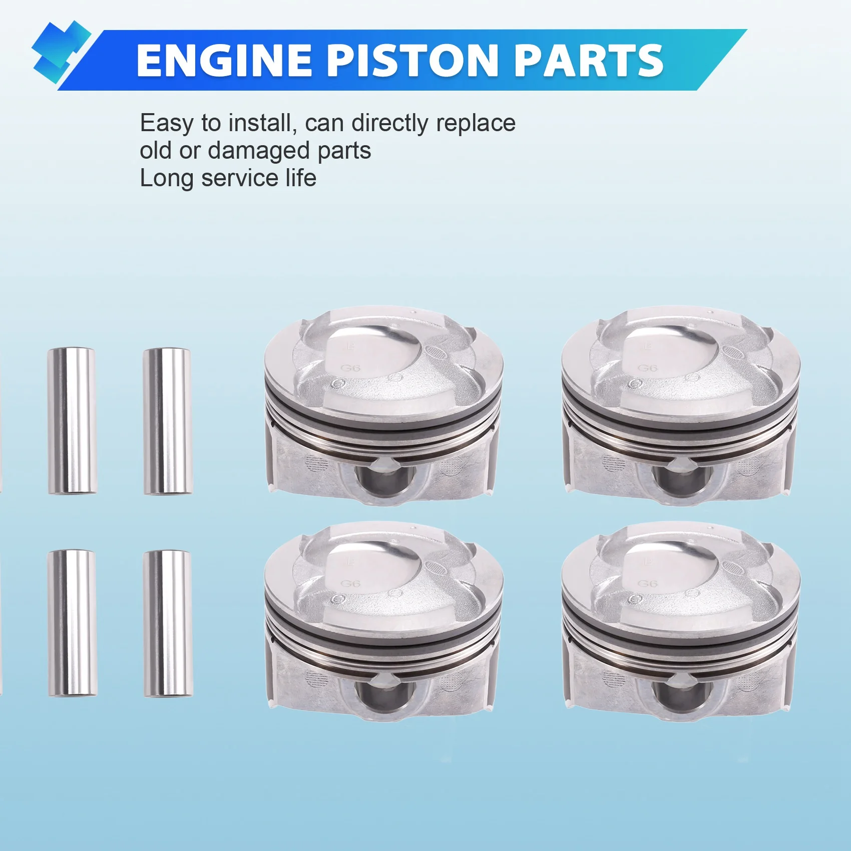 

Plain 1Set/8Pcs 1.6L Engine Pistons & Pin Kit Assembly 23041-2B602 For Hyundai Accent Kia Soul Rio 2018-2021 230412B602