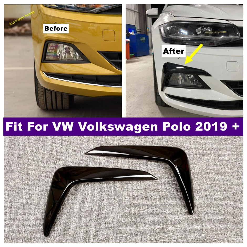 

Front Fog Light Eyebrow Decor Cover Trim For VW Volkswagen Polo 2019 - 2023 Black Head Lamps Eyelid Bumper Wind Knife Strip Trim