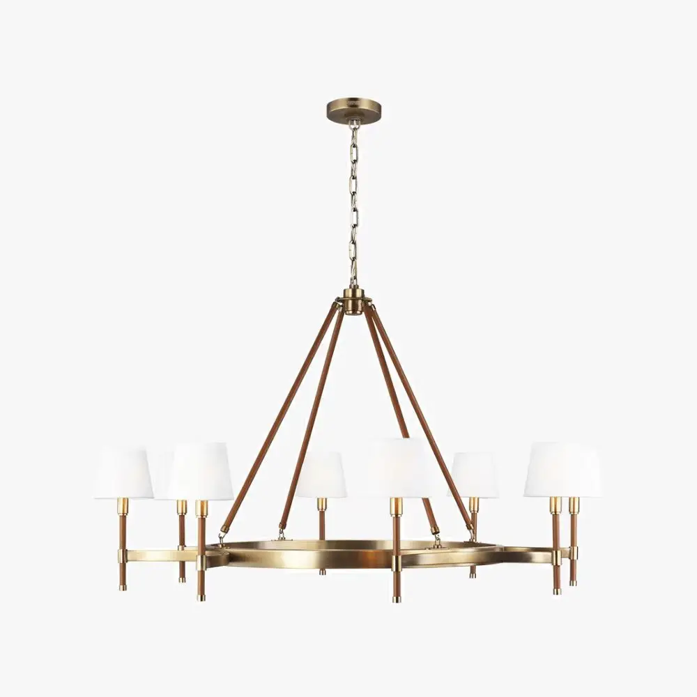 Lampadario con paralume in tessuto di lusso americano con lampada da parete singola coordinata Lustro dimmerabile con finitura in ferro, ottone e nichel