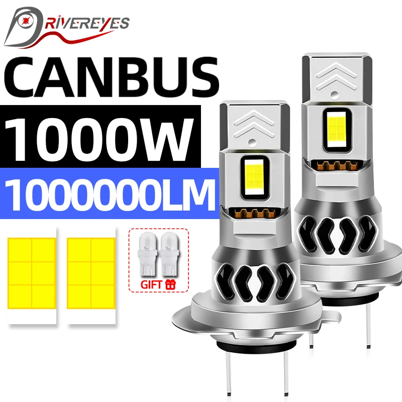 2PCS H7 H4 H11 LED 1000W HB3 9005 HB4 9006 H8 H9 Car Light 8054 CSP T10 Auto Light Mini Diode 1: 1 Turbo Lamps Plug&Play 12V 24V