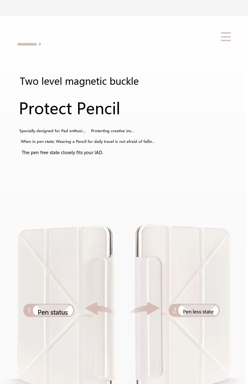 Für iPad Air Pro 11 10,9 10,2 9,7 Zoll Leder 3+Y Faltbare Magnetische Doppelseitige Clip-Schlaf-/Aufwach-Hülle – Detail 8