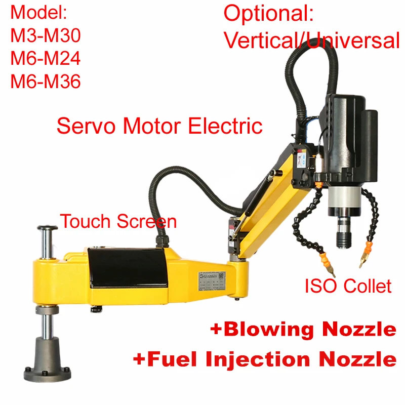 Máquina de batida elétrica CNC, Servo Motor, Tapper elétrico, Perfuração com mandris, Ferramenta elétrica Easy Arm, Máquina de rosqueamento, M3-M20-M36