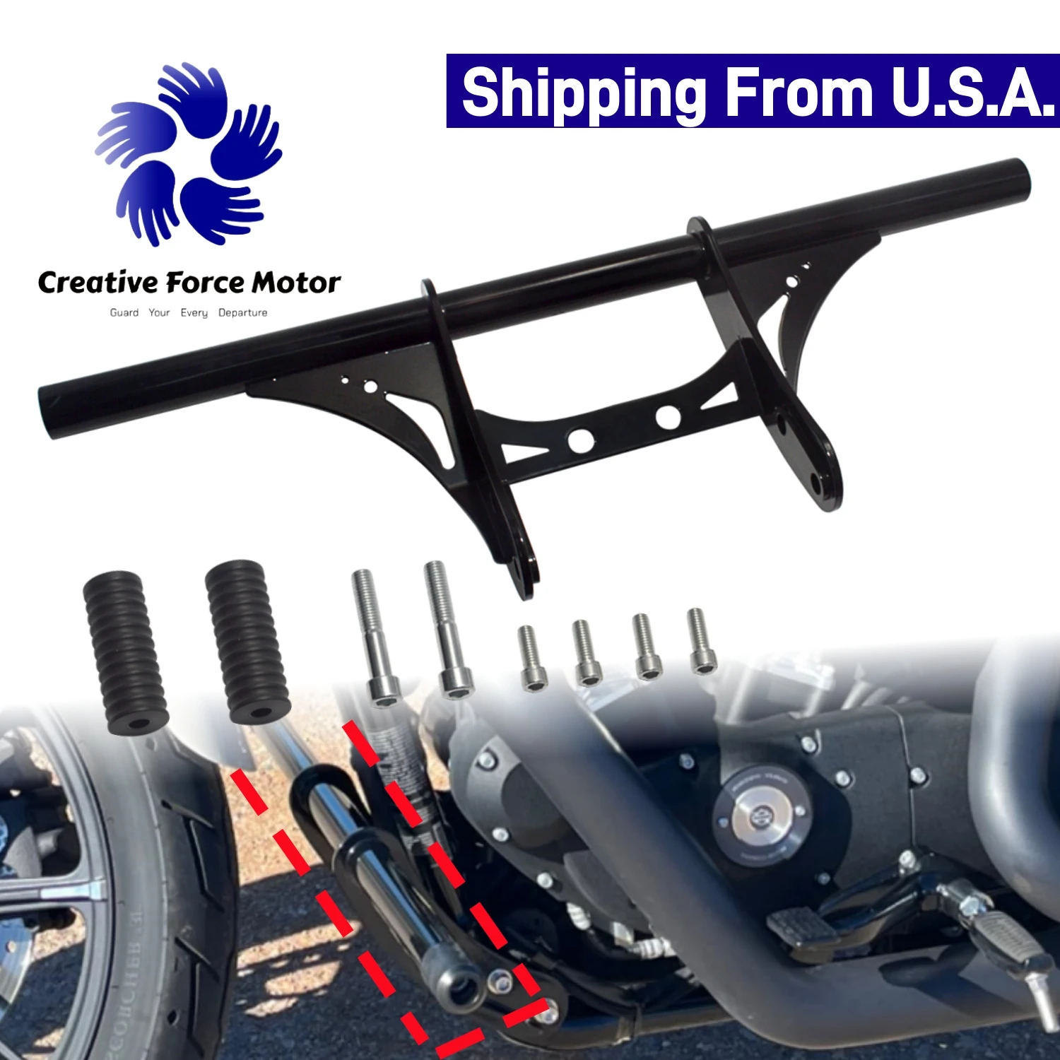 

2004-2022 Motorcycle Crash Bar Highway Pegs Engine Guard Front bumper For Harley Davidson Sportster XL Custom 1200 Iron 883 48