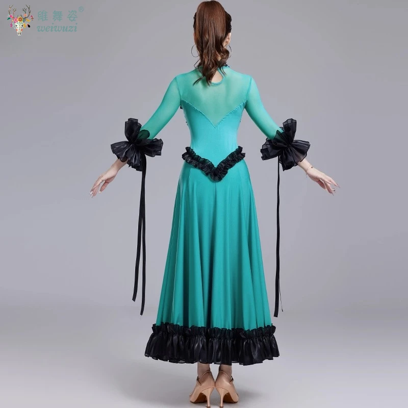 Abito da competizione di fascia alta per ballo da sala Temperamento elegante Gonna altalena grande Tango Valzer Costume da spettacolo di danza moderna