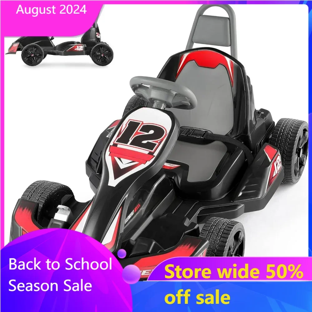 

Electric Go Kart for Kids, 12V 2WD Battery Powered Ride On Cars with Parent Remote Control