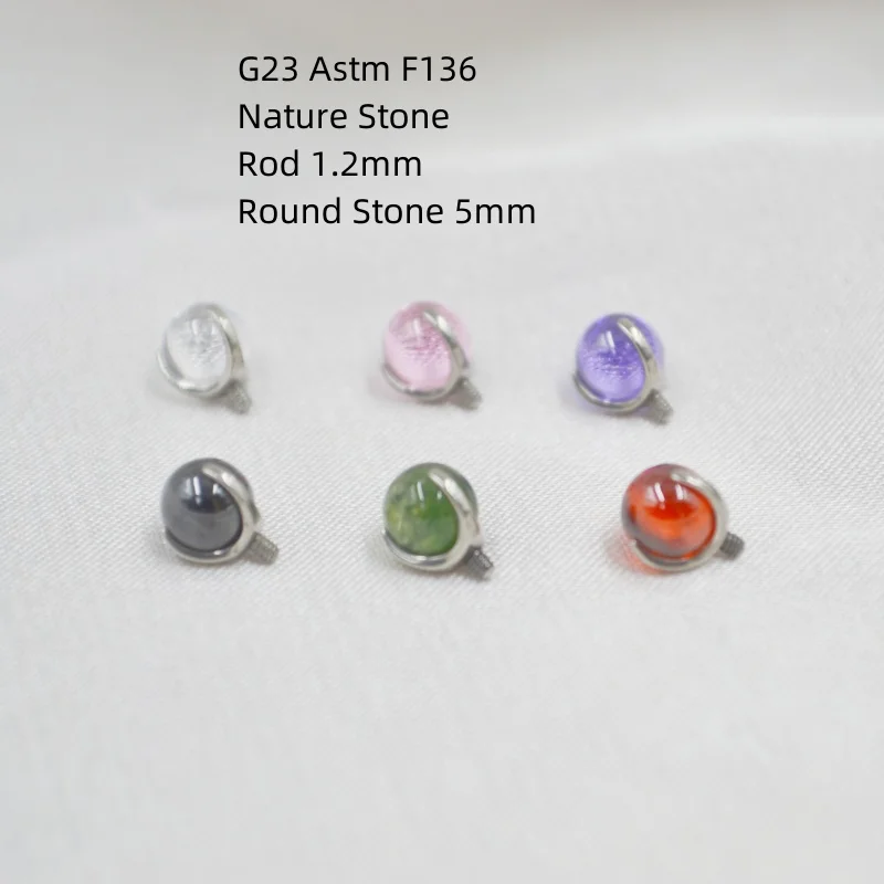 10pcs Body Jewelry 16G G23 Titanium ASTM F136 Nature Stone Balls Body Piercing Jewelry Accessory For Tongue Navel Dermal Anchor