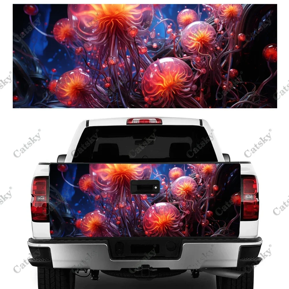 Abstract Futuristic Flower Art Truck Tailgate Wrap Professional Grade Material Universal Fit for Full Size Trucks Weatherproof