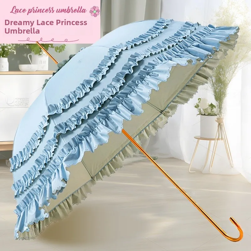 

Зонт Lolita Princ для девочек с длинной ручкой, для фотосъемки, устойчивый к солнечной и дождливой погоде, с силиконовым покрытием, из полиэстера.