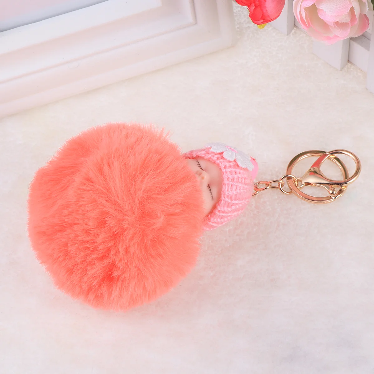 Chaveiros femininos para chaves de carro chaveiro Rex Rabbit Baby Miss Sleeping Rings