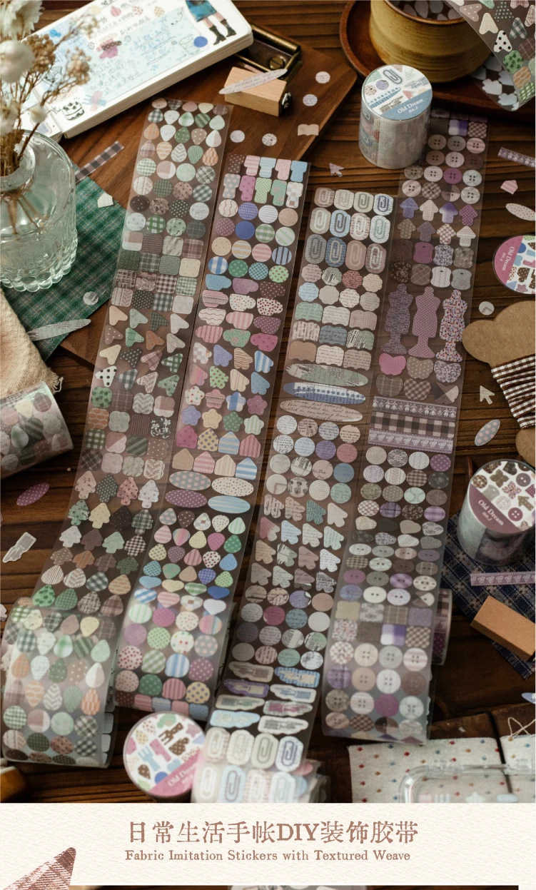 Journal GO 5cmx2m Old Dreams Gestanztes Klebeband Vintage Nähknopf- & Stoffaufkleber für Journaling, Scrapbooking & DIY-Bastelarbeiten – Detail 4