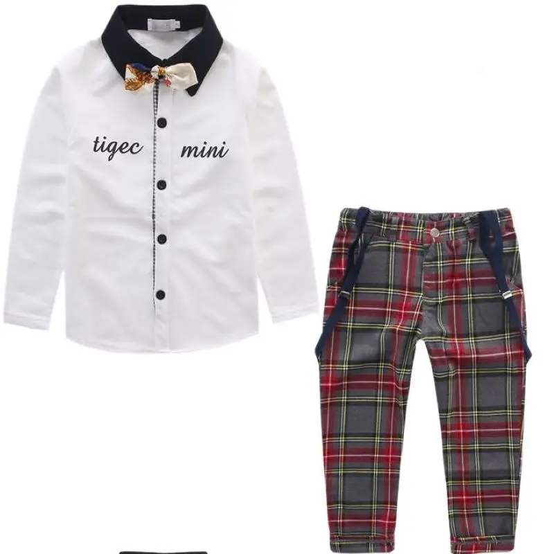 Set camicia invernale da ragazzo ~ Set di vestiti da ragazzo in velluto spesso stile Inghilterra alla moda / Attrie da ragazzo + papillon e cinturino gratuiti 929