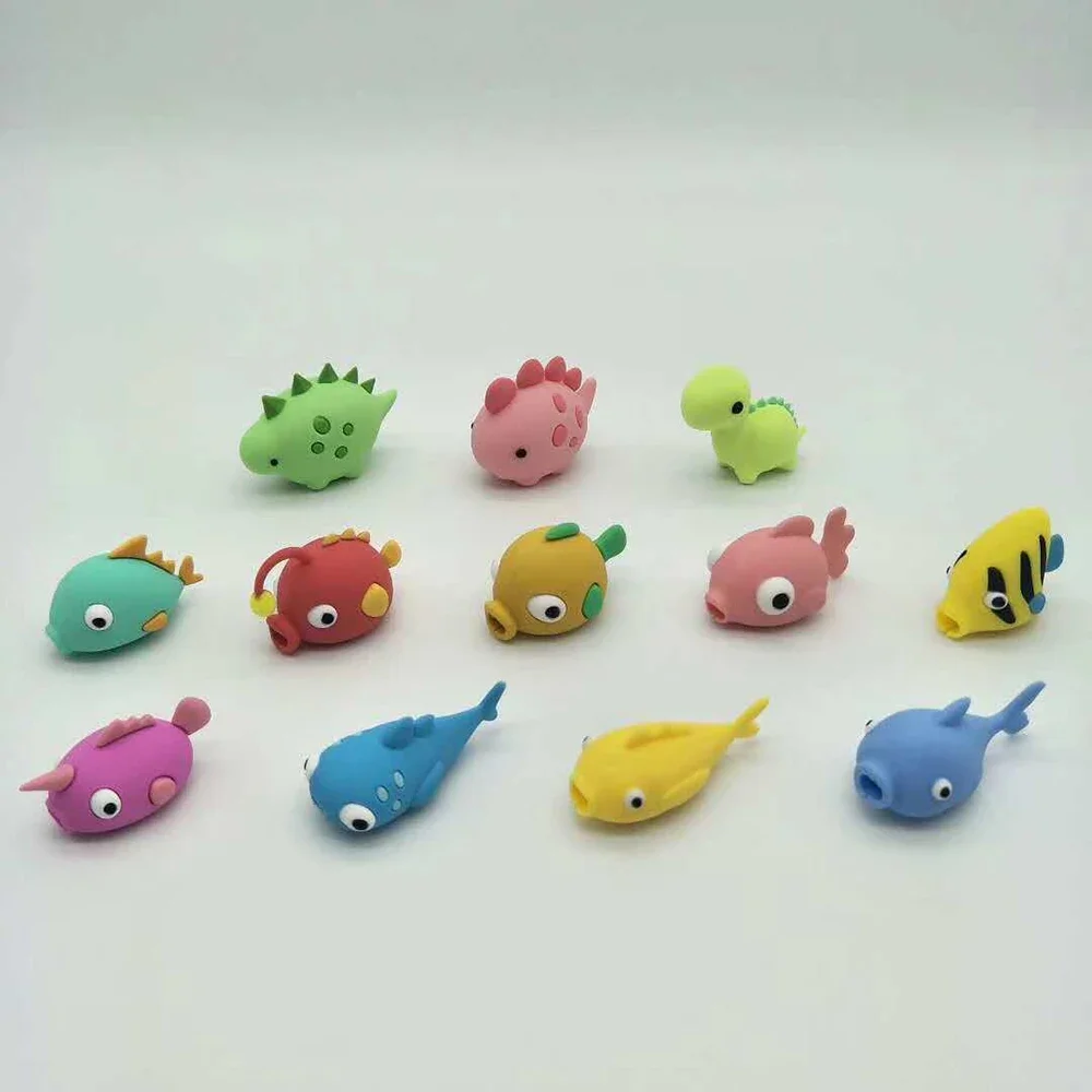 1Pcs Cute Animal Cable Protector Cord Wire Cartoon Protection Mini Silicone Cover Charging Cable Winder For Iphone Charger Cable