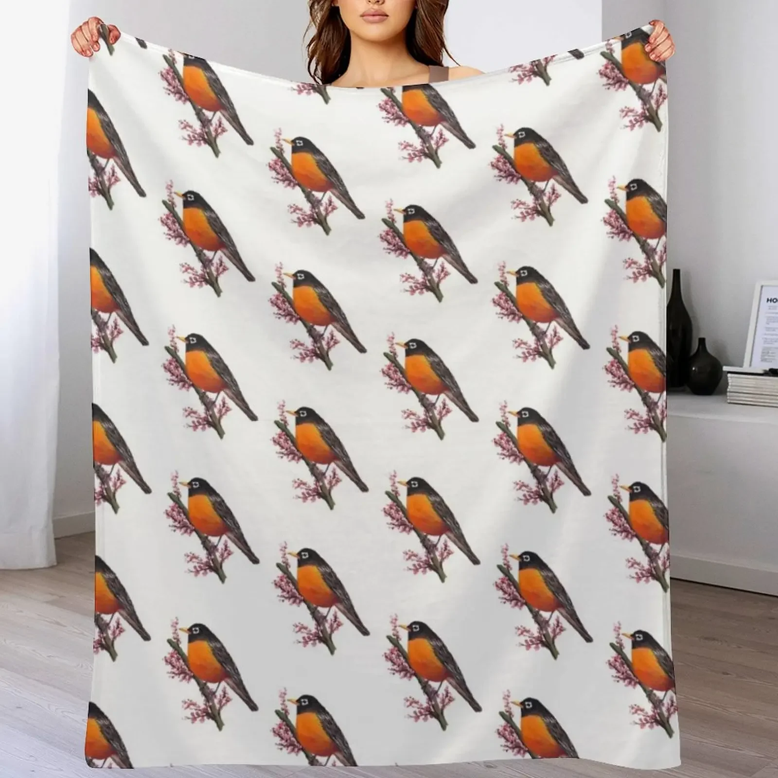 

American Robin Bird Throw Blanket For Baby Soft Bed Fashionable Personalized Gift Blankets