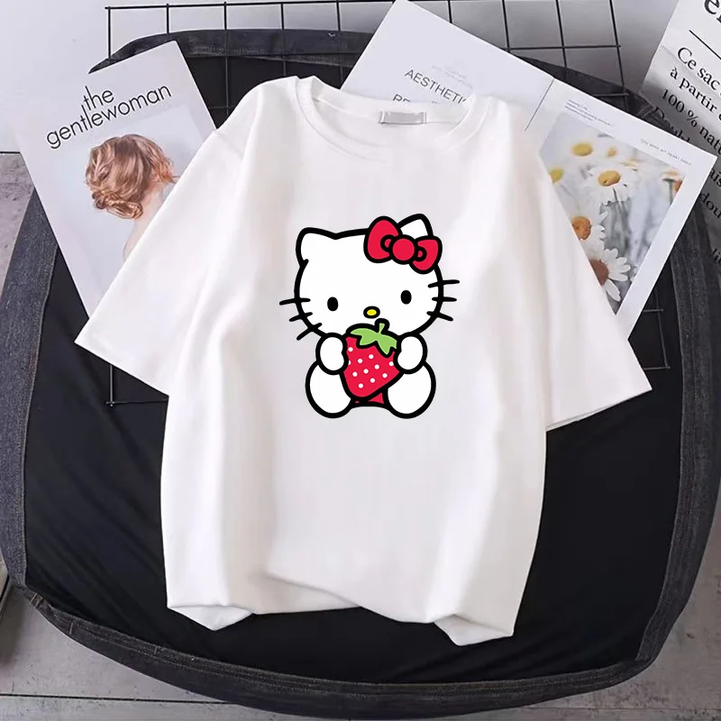 Sanrio Aranyos Rajzfilm Made A Film for Hello Kitty Cute Fashion Plus Size Cotton Comfortable T-shirt