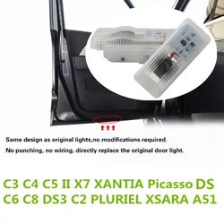 2Pcs Led Unique Projector Lamp Car Door Welcome Lights For Citroen C2 C3 A51 II C4 C5 X7 C6 C7 C8 DS3 DISPATCH SAXO DS Accessory