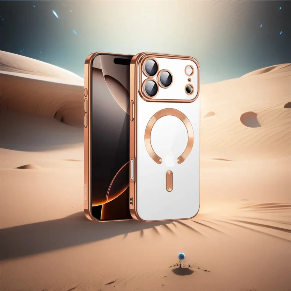 Luxo transparente chapeamento magnético caso de telefone macio para iphone 17 ar 16 plus 15 14 13 12 17 pro max magsafe deve-fe capa