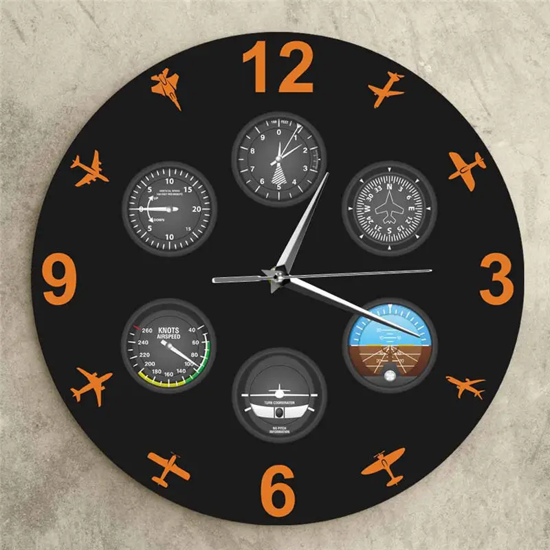 Modern design and printing of hanging clocks for aviation pilots, flight instruments, decorative clocks for aviation aircraft