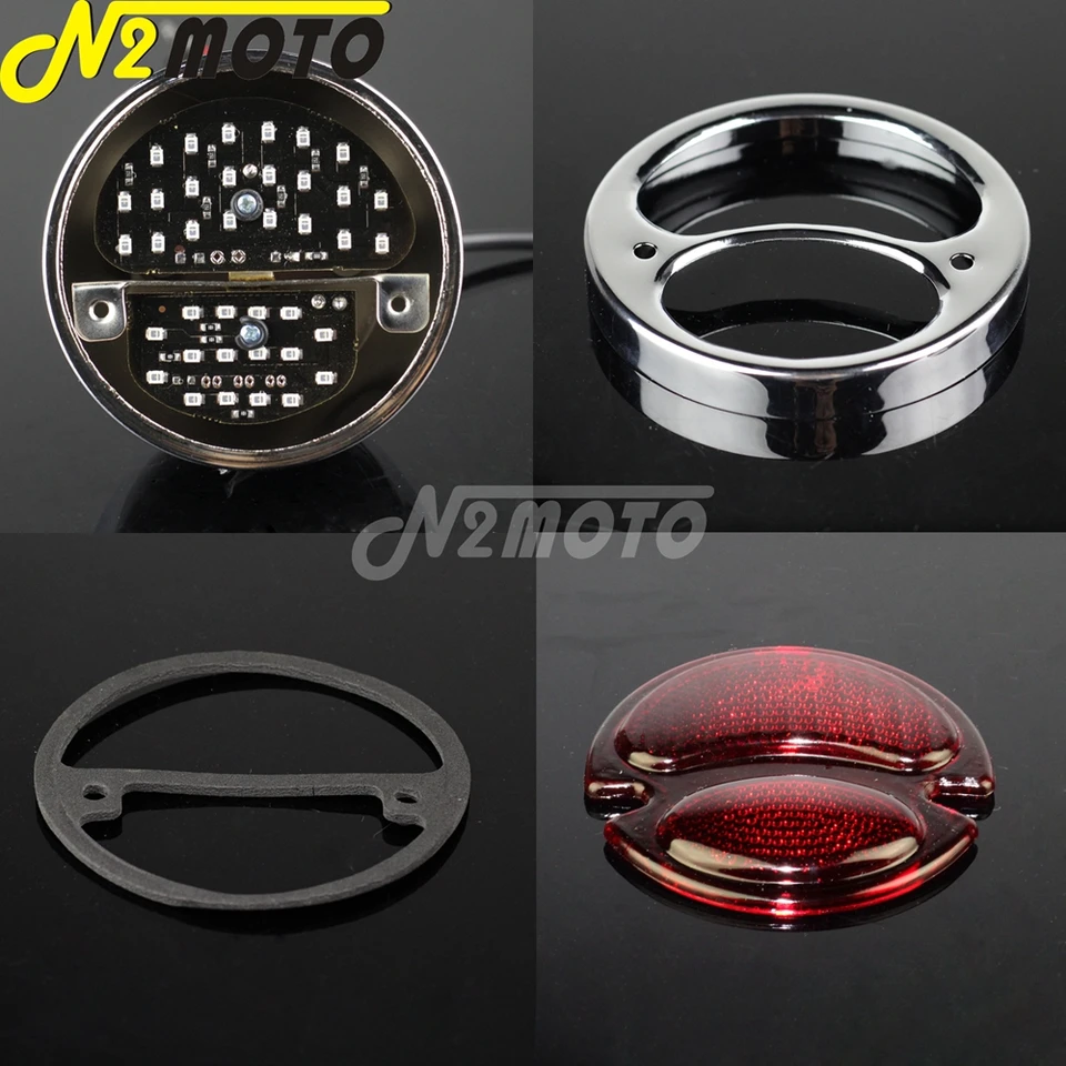12V LED Motorcycle Custom Taillight Vintage Round Tail Lights For
