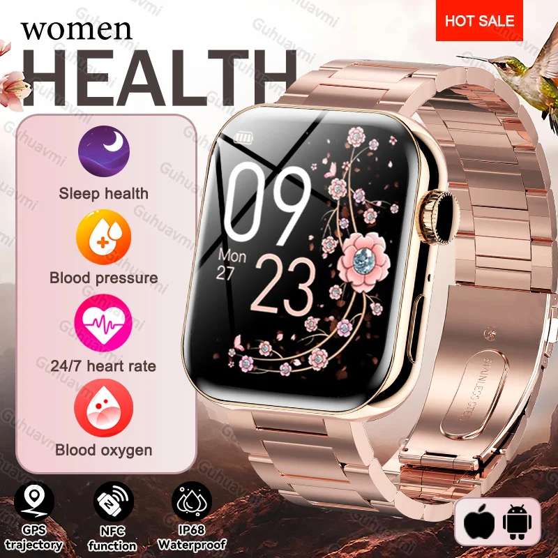 

2026 New Smart Watch For iOS Women Full Touch Screen BT Call Waterproof Watch Sports Fitness Tracker Health Smartwatch Lady Gift