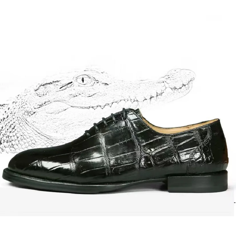 2026 new arrival Fashion Crocodile Skin causal black shoes pdd827