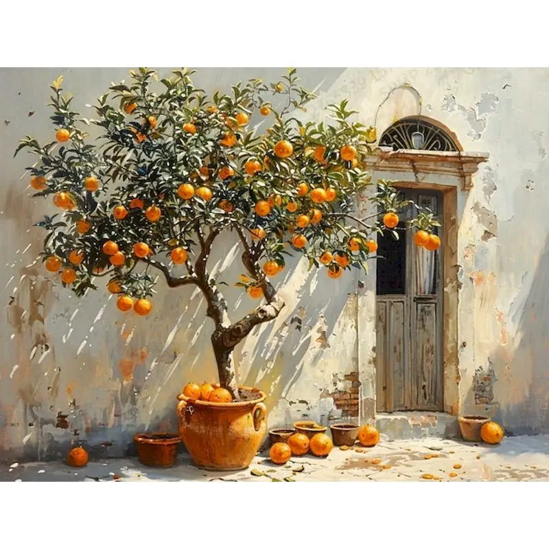 

GATYZTORY DIY Scenery Paintings By Numbers Kits Front Door Acrylic Paint By Numbers For Adults Lemon Tree On Canvas Wall Home De